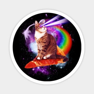 Cat in Space Riding Pizza Magnet